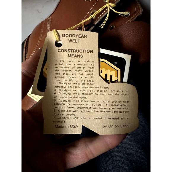 NWT VTG Knapp Boots 7" Moc Toe Steel Toe S. B. Foot Made in USA NOS 8.5 Wide EE - Picture 15 of 16